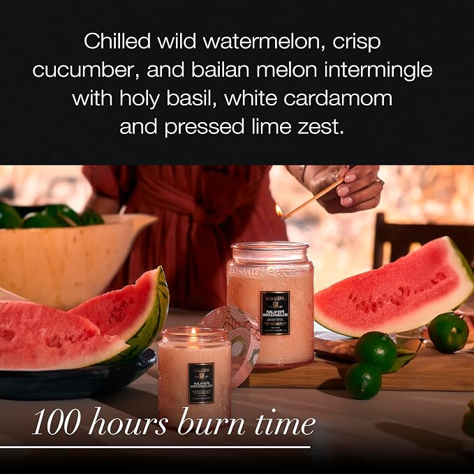 Voluspa Kalahari Watermelon, Large Candle Jar, 18 oz, 100 Hour Burn Time - Image 6
