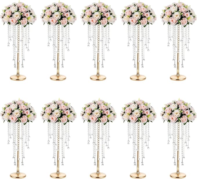 NUPTIO Tall Gold Centerpiece for Table, for Flowers Arrangement, Anniversary by Nuptio