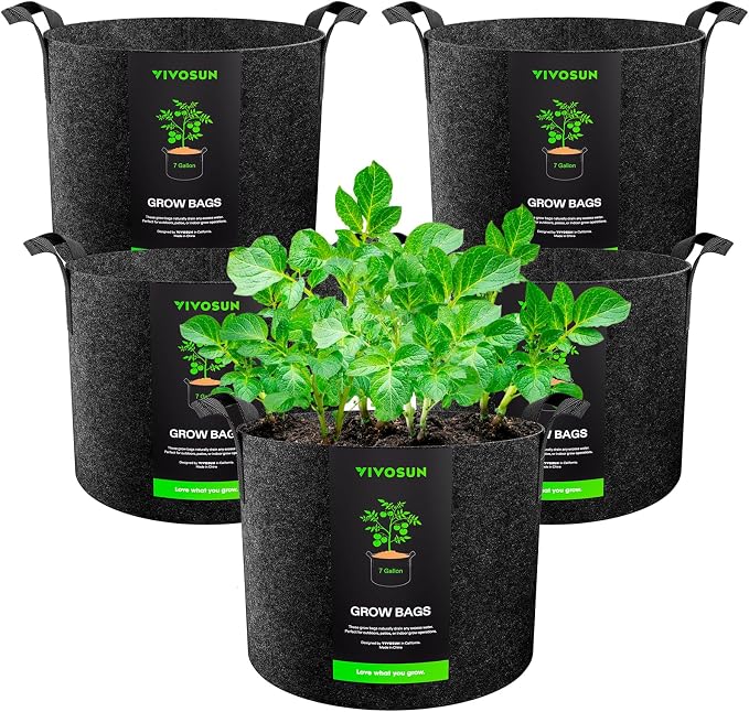 VIVOSUN 5-Pack 7 Gallon Plant Grow Bags Fabric Pots by Unknown