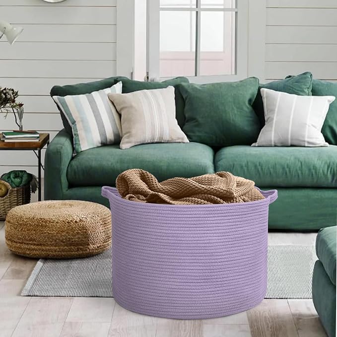 Purple Rope Storage Basket, Jumbo Floor Bin - Image 5