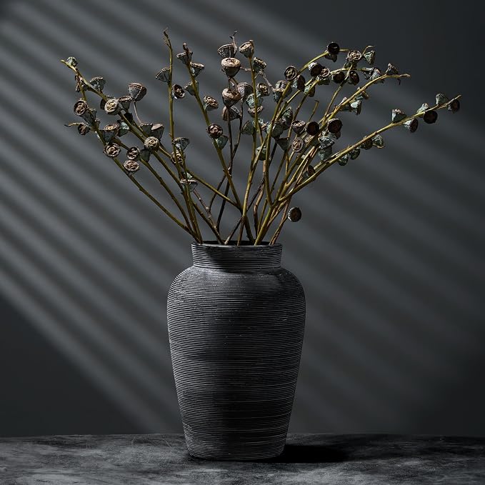 9.5 Inch Ceramic Flower Vase, Modern Farmhouse Rustic Home Decor, Dining Table by Unknown
