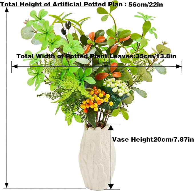 K&Y Realistic Artificial Potted Plants Olive Wild Fern Berry Decor Low - Image 3