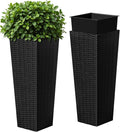 Devoko Resin 23.6'' Tall Planters Set of 2, Large Taper Outdoor Planter | by DEVOKO