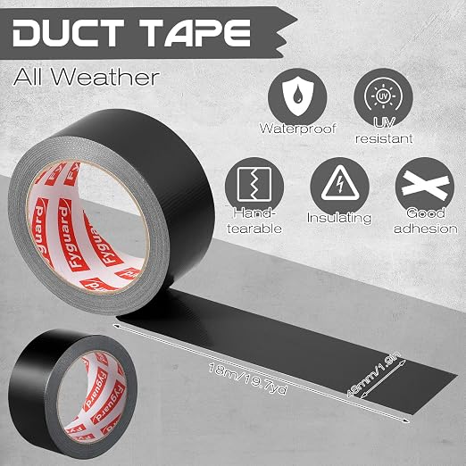 3 Pack Black Duct Tape 2IN x 60Yd Total Heavy Duty Waterproof Tape | All - Image 2