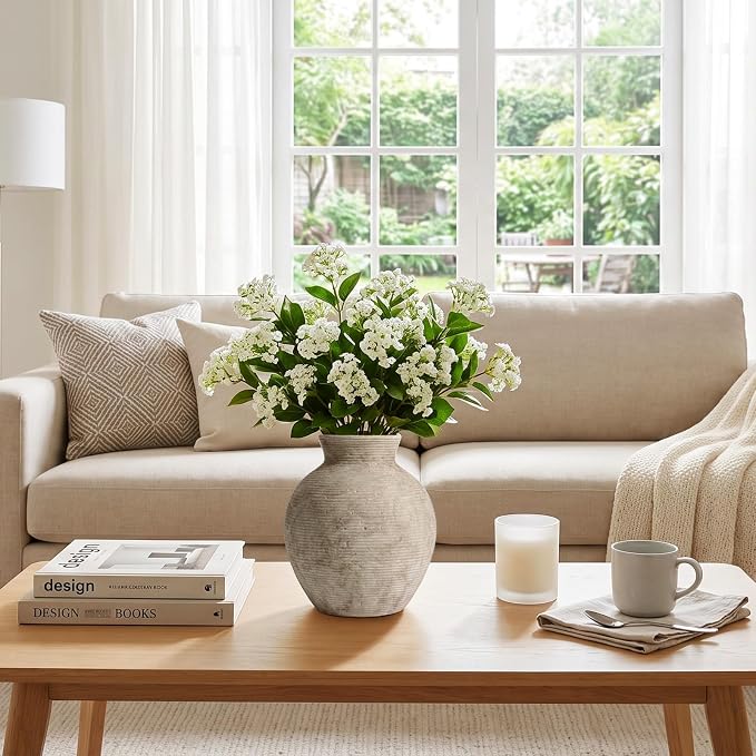 7.48 Inch Vintage Ceramic Flower Vase, Rustic Farmhouse Vase - Image 5