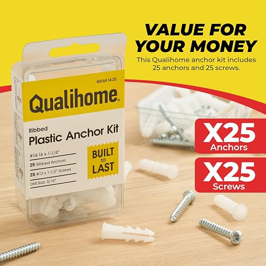 Qualihome Drywall Anchors and Screws Kit – 25 Anchors & 25 Screws - Image 7