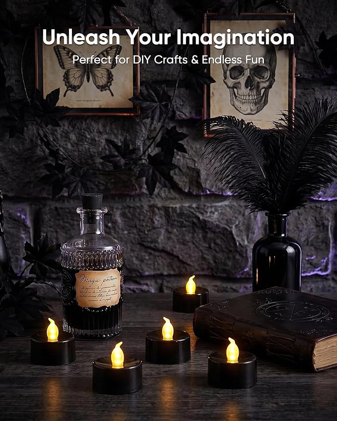 Homemory 12-Pack Black Flameless Battery Tealight Candles, 200+ Hours | - Image 6