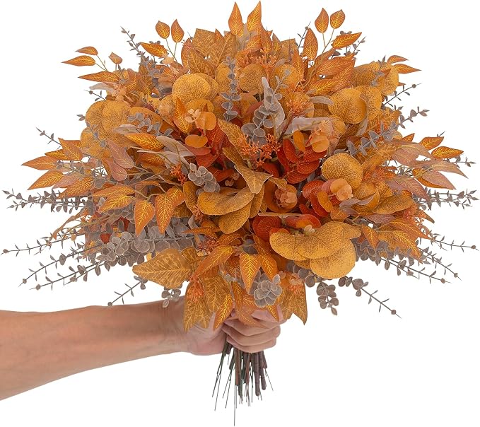 260 Pcs Fall Mixed Greenery Artificial Eucalyptus Stems Bulk, 6 Kinds of Fake - Image 8