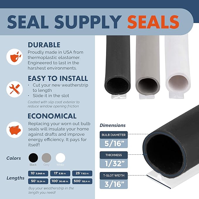 T-Slot Mount Window Weatherstrip Seal 5/16" Bulb Bubble - Image 4