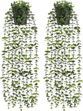 2Pcs Fake Hanging Plants with Pot, Potted Faux Eucalyptus | Fake Vines Ivy by Waipfaru