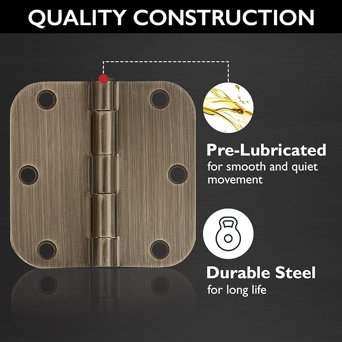 Design House Interior Door Hinge, Antique Brass | 5/8" Radius, Traditional - Image 4