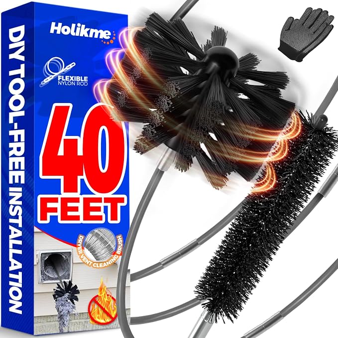 Holikme Dryer Vent Cleaner Kit - 40Ft Flexible Lint Brush by Holikme