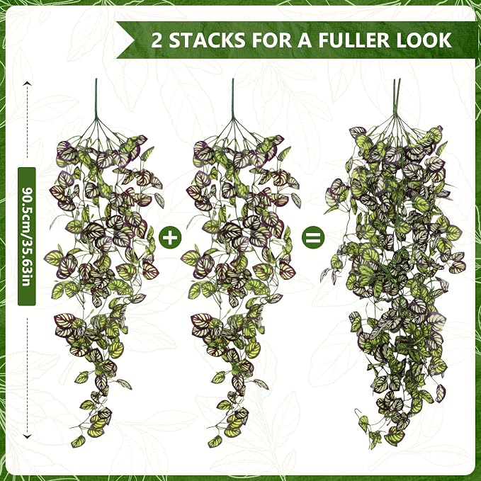 2-Pack Fake Hanging Plants, Faux Hanging Plant Artificial Greenery - Image 3