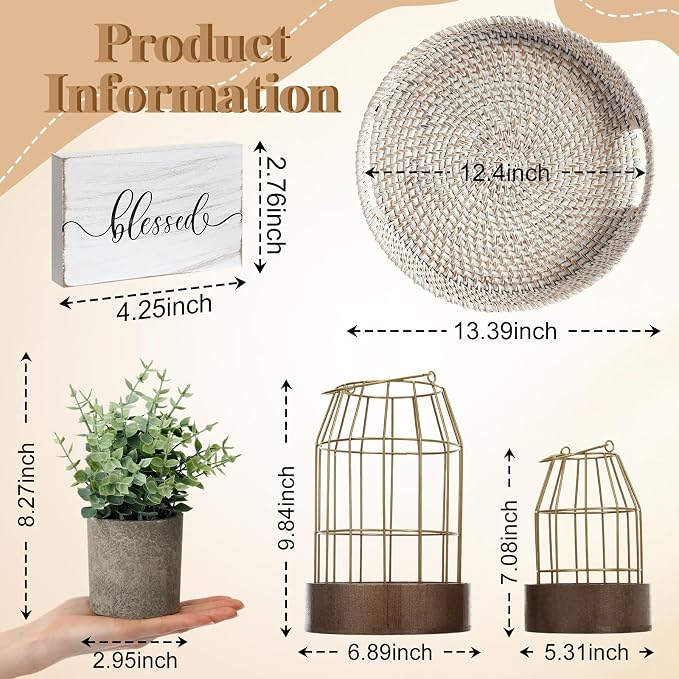Modern Rustic Farmhouse Candle Lantern Set of 5, Burlywood | Decorative - Image 4
