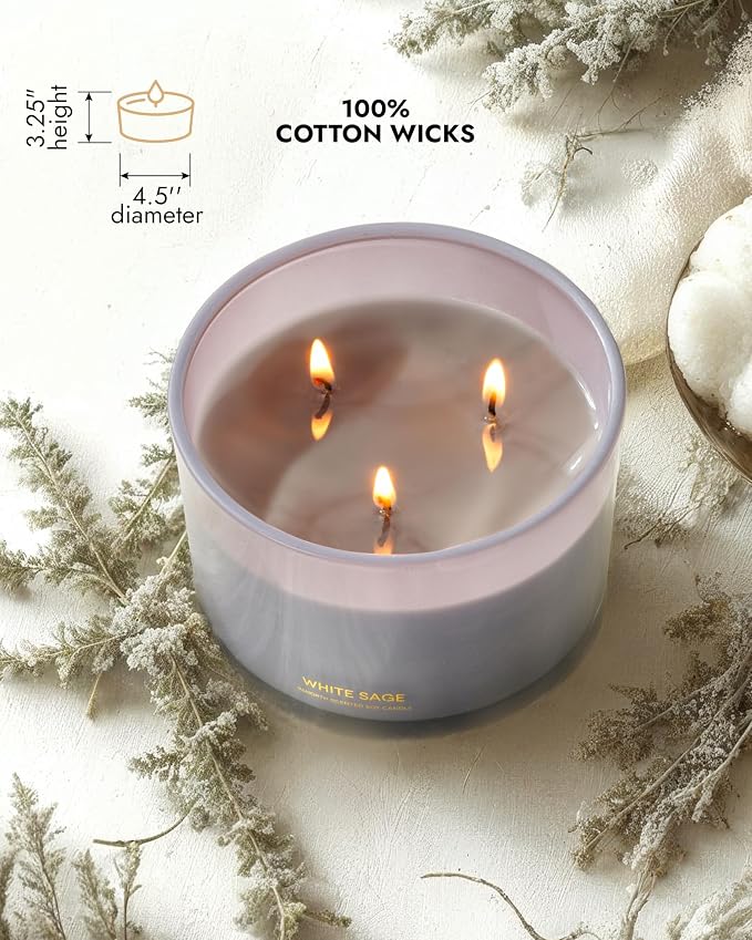 Luxury White Sage Candle | Large 3 Wick Jar Candle | Up to 50 Hours Burning - Image 5