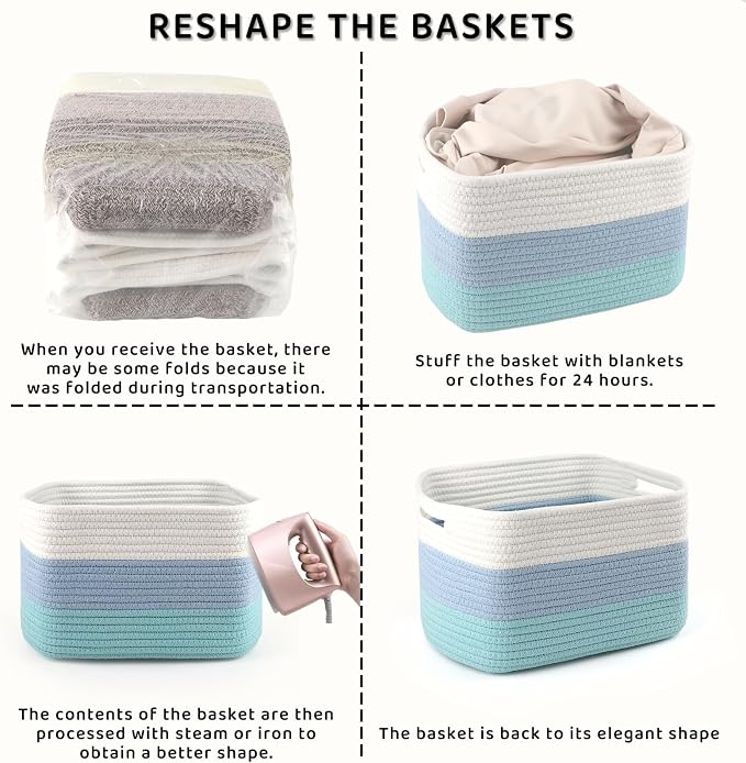 4 Pack Storage Baskets for Organizing, and Clothes, Cotton Rope Basket for - Image 7