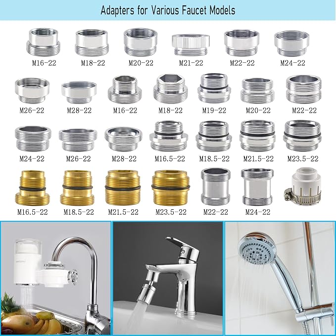 Faucet Aerator Adapter, M16.5 Male to 55/64" Male Adapter | Chrome Brass Faucet - Image 7