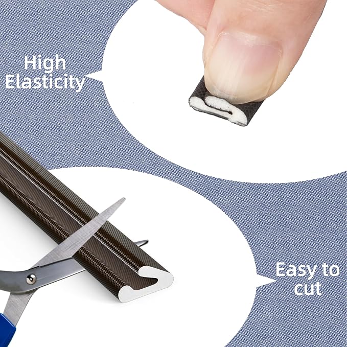 V Shape Door Weather Stripping for Small Gaps, Foam Seal Tape 2 PCS×26FT | Brown - Image 4