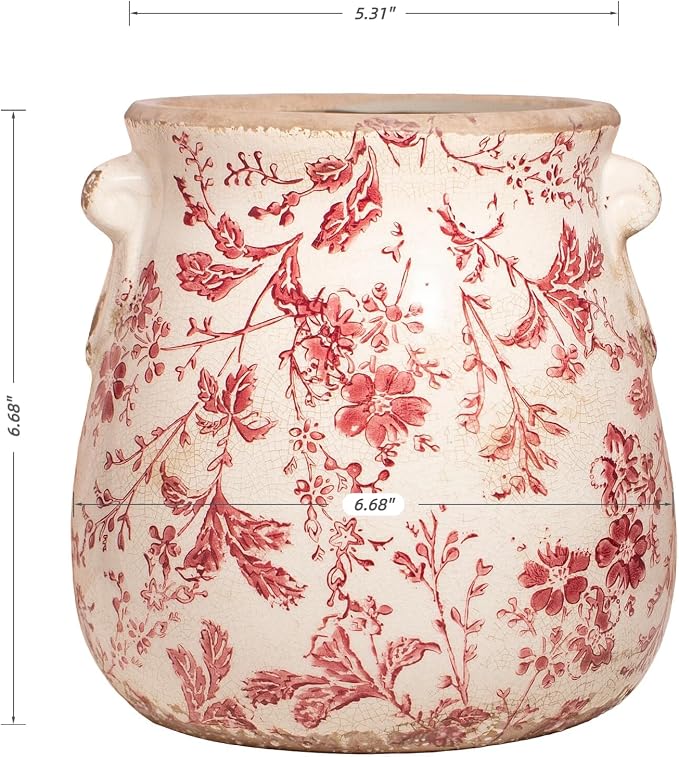Antique Ceramic Planter & Vase for Home Decor, Rustic Farmhouse Flower Pot | - Image 6