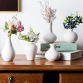 White Bud Vases, Ceramic Small Vase Set of 5, Mini Vases by Sowlvenco