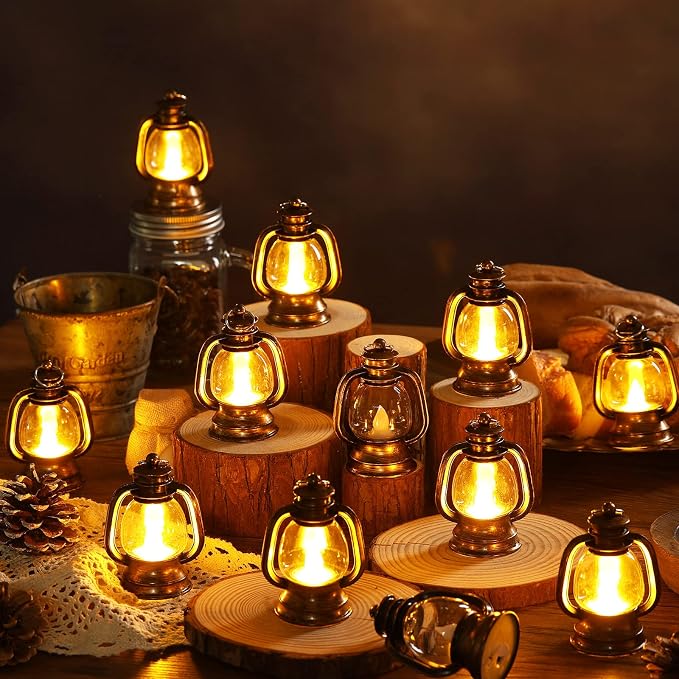 Ferraycle 24 Pcs Mini Lanterns 4 Inch Retro Gold Lamp Table Decor | Western - Image 7