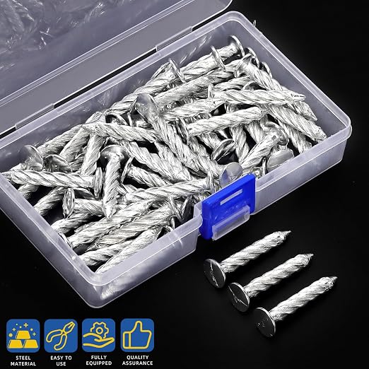 Glarks 50pcs 6.5 x 45mm Thread Twist Nail Kit, Zinc Plated Cement Nails - Image 3