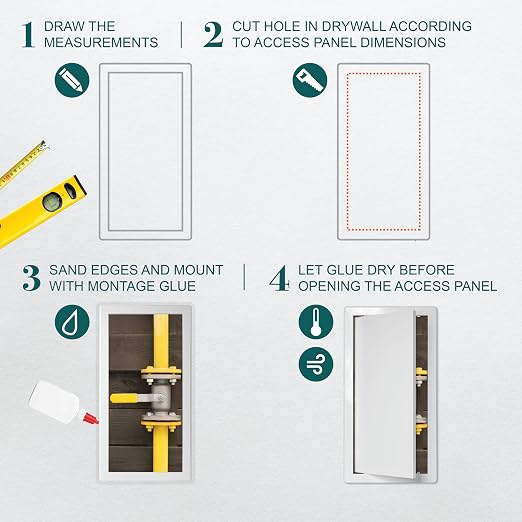 8" x 16" White ABS Plastic Plumbing Access Panel - Image 3