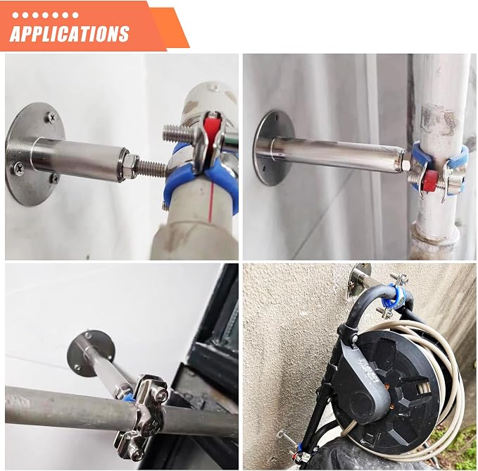 6PCS 304 Stainless Steel Wall Mount Ceiling Mount Pipe Supports, Suitable - Image 7