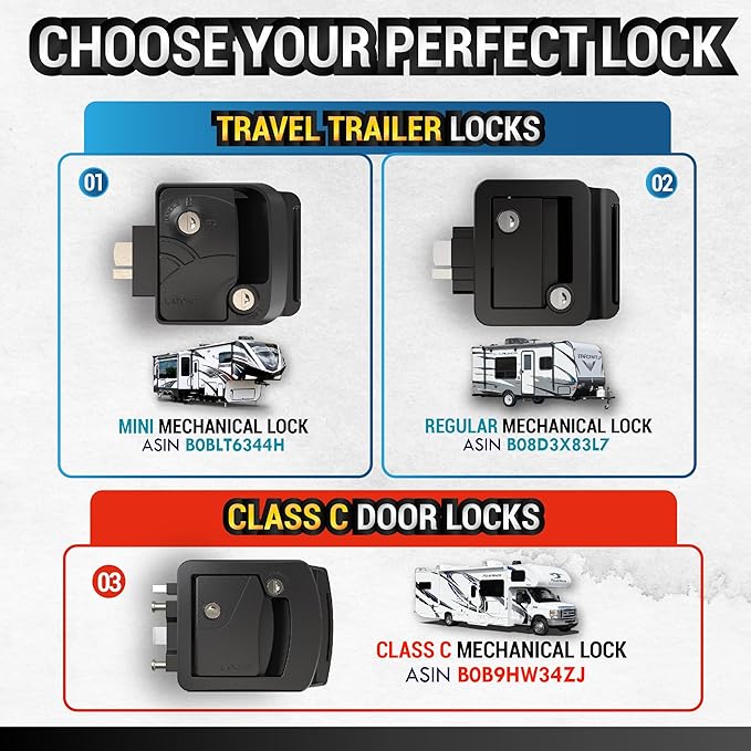 Black RV Door Latch | 2 Keyed Alike RV Door Locks - Image 3