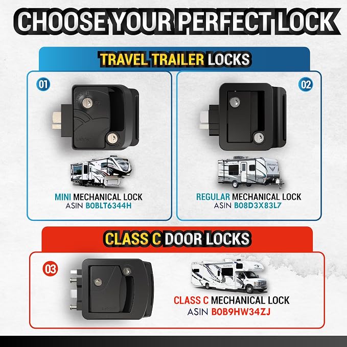Black RV Door Lock Replacement | All Metal RV Door Handle Fits 2.75"x3.75" - Image 3