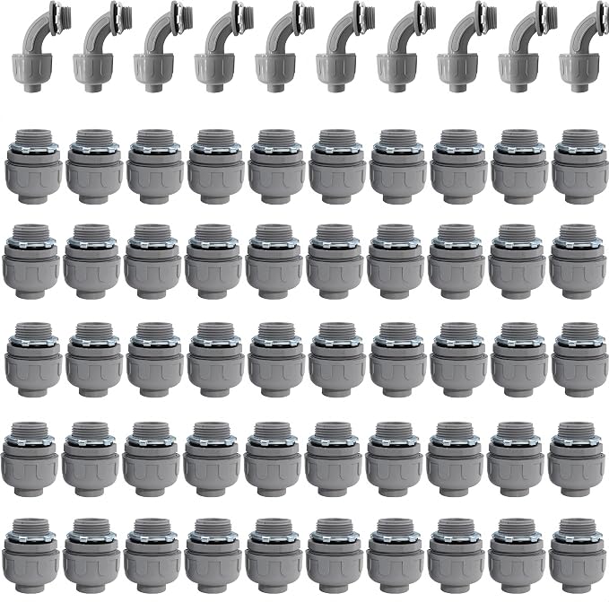 3/4" Liquid Tight Connector Non-Metallic Electrical Conduit Fittings, PVC by Aonlbra