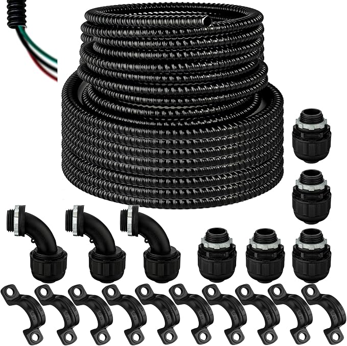 eflyefly Black Flex Liquid Tight Conduit 1/2 Non Metallic Flexible Electrical by Unknown
