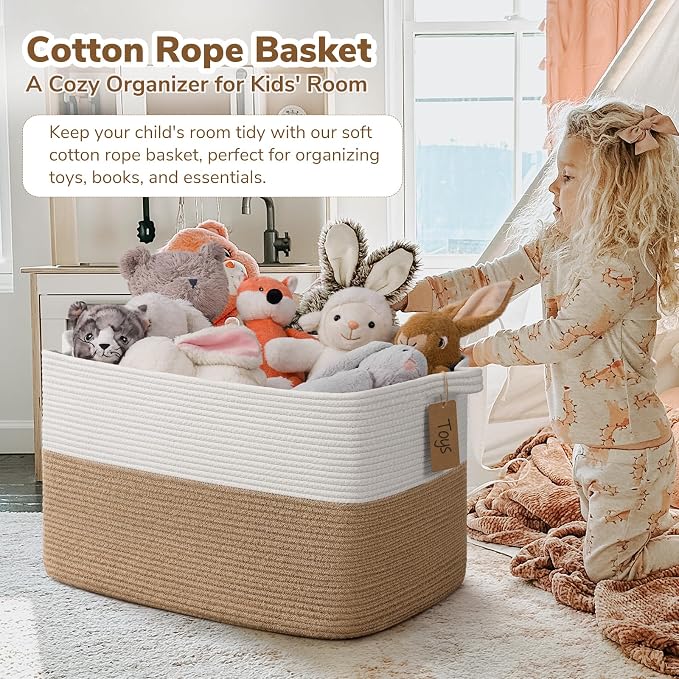 Goodpick 75L Extra Large Woven Rope Blanket Basket, Jute | 22" × 17" × 12" - Image 2