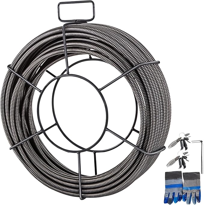 VEVOR Drain Cleaning Cable 100 ft x 1/2 inch Solid Core Cable Sewer Cable by VEVOR