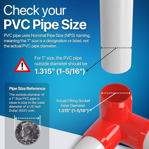 1” 3-Way Elbow Furniture Grade PVC Fitting in Red, Made in USA, UV-Resistant - Image 4
