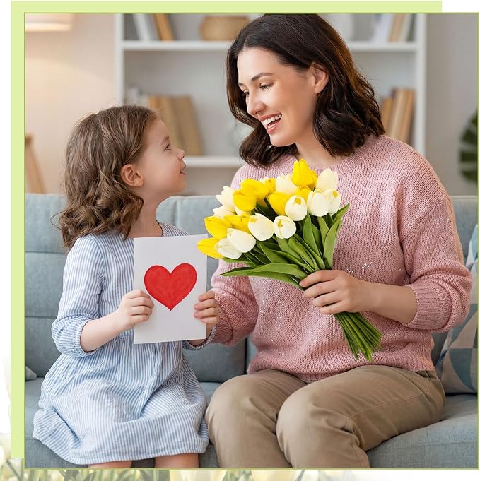 Janinka 60pcs Artificial Tulip Flowers Fake PU Tulips Faux Latex Bouquet Flower - Image 3