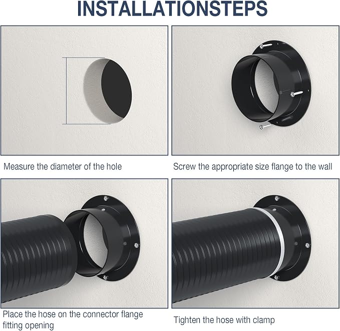 6" Duct Connector Flange, Dryer Vent Wall Plate, Duct Vent Flange | Sturdy ABS - Image 5