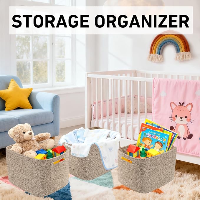 3 Pack Woven Baskets, Storage Baskets - Image 4