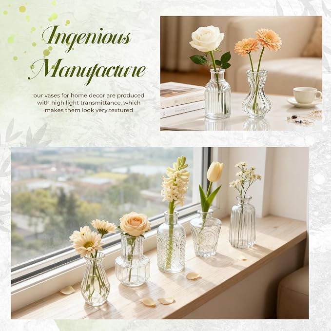 Der Rose 20pcs Glass Bud Vases, eye-catching light reflection, thick sturdy - Image 6