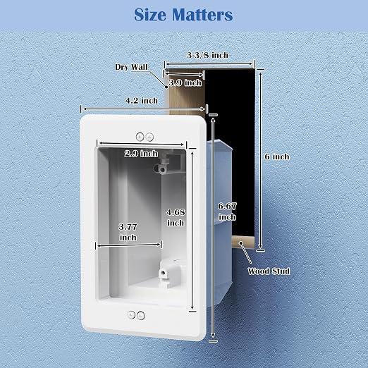 Recessed Outlet/Electrical Box Single Gang, Recessed Outlet Box - Image 3