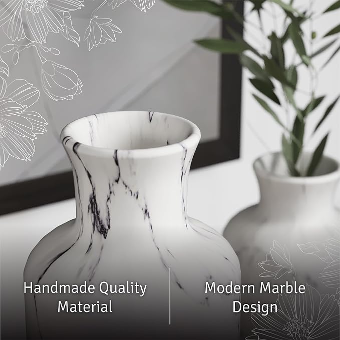 Creative Scents White Marble Look Vases Home Decor - Image 4