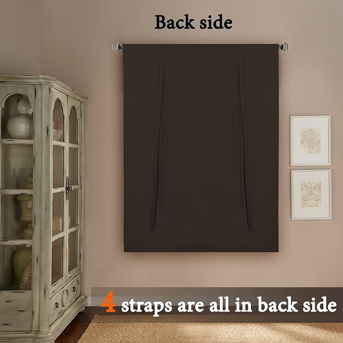 H.VERSAILTEX Blackout Curtain for Bathroom Windows Chocolate Brown Tie-Up Shade - Image 7