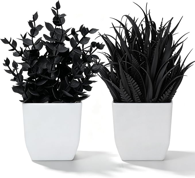 Der Rose 2 Pack Fake Plants for Black Bathroom Halloween Decor | Minimalist by DerRose