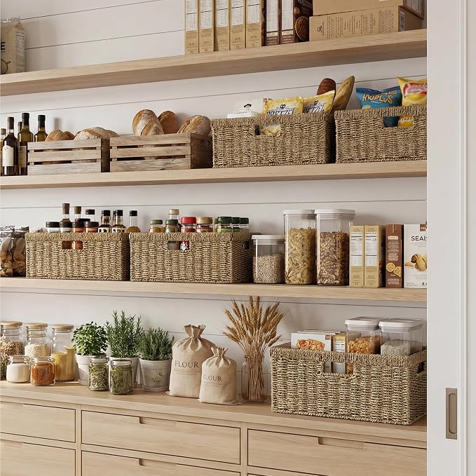StorageWorks Extra Large Wicker Basket, Seagrass Storage Basket, Wicker Baskets - Image 2