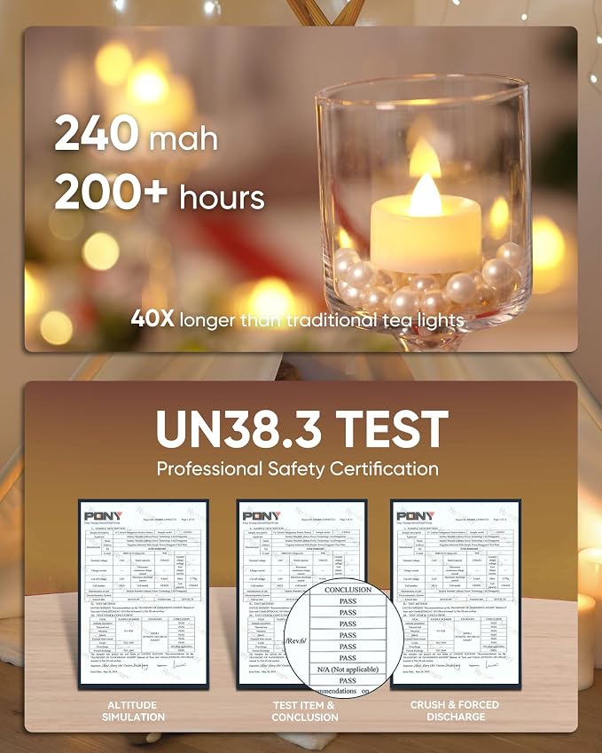 Homemory 50-Pack Flameless Tea Lights Candles Battery Operated, 200+ Hours | - Image 6