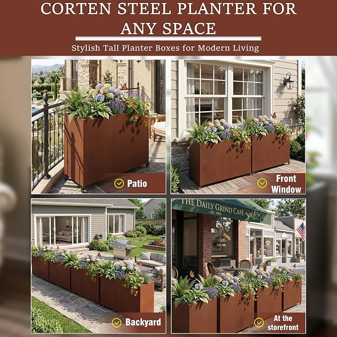 36 Inch Corten Steel Planter Box - Image 5