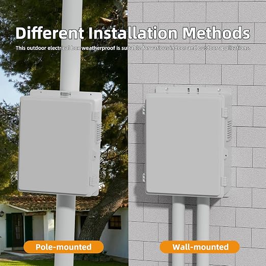 Joinfworld Vented Outdoor Enclosure Box 18.1x12.6x6.4 White | ABS Weatherproof - Image 6