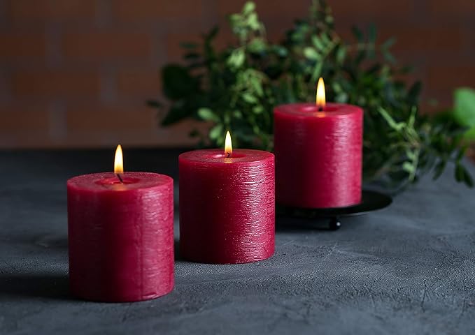 Set of 3 Pillar Candles 3" x 3" Unscented Handpoured Weddings, Home Decoration - Image 3