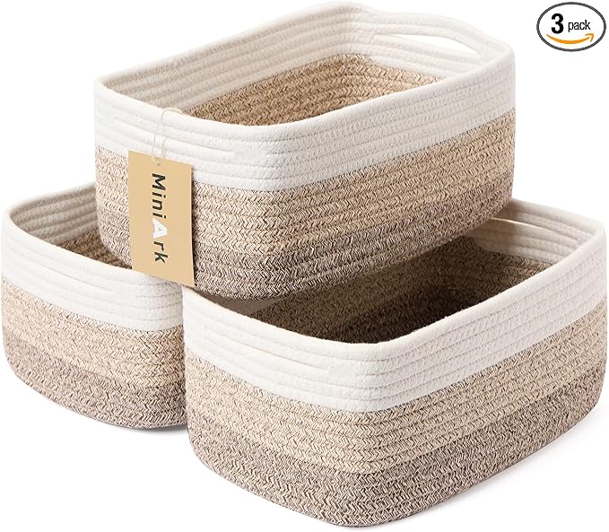 MiniArk Small Storage Baskets for Organizing | Closet Organizer Bins | Shelf by MiniArkStorageBasketsHome