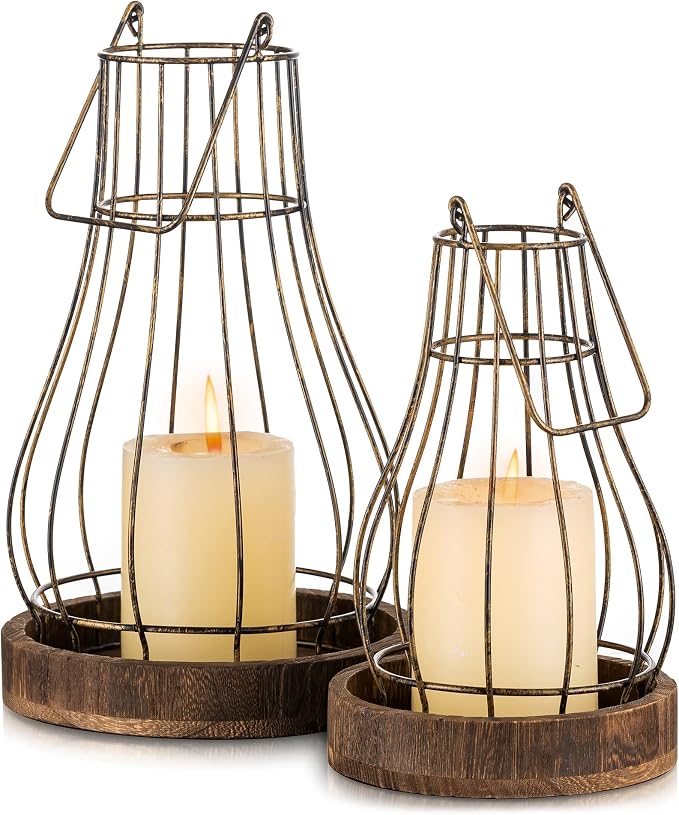 Romadedi Lantern Rustic Farmhouse Decor, fit Living Room Kitchen Dining Coffee by ROMADEDI